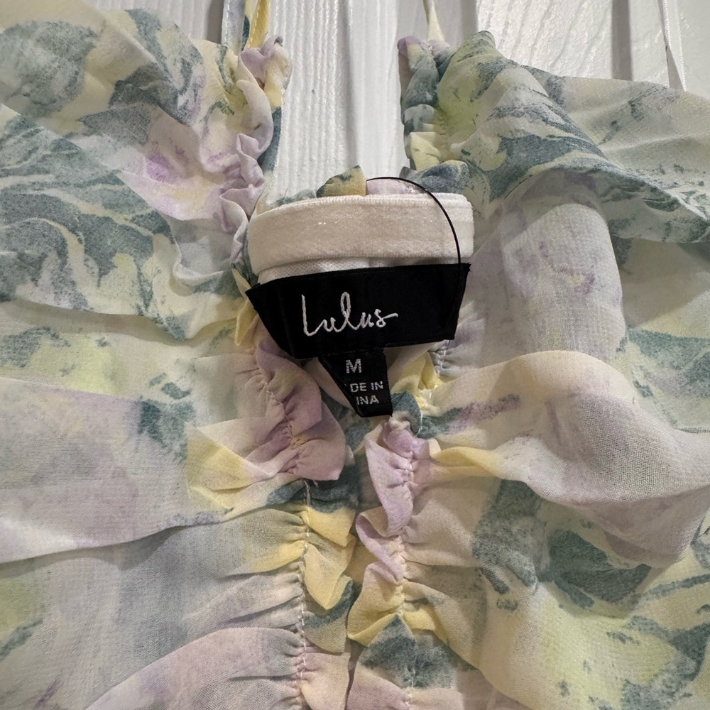 Lulu's Pastel Floral Crisscross Maxi Dress in Mint, Lilac, Yellow - Picture 4 of 6